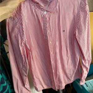 Tommy Hilfiger Red and White Striped Shirt